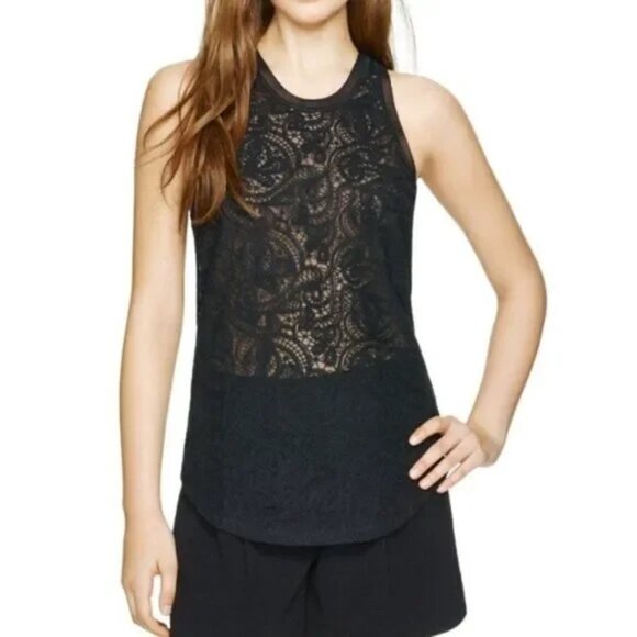 Aritzia Wilfred Volant Black Lace Tank Top Size XXS Whimsigoth Dainty - Picture 8 of 8